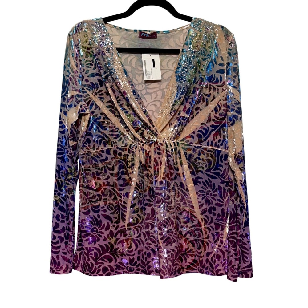 NWT Y2K M By Amour Vintage Whimsigoth Velvet Burnout Top Women Sz M Indie Sleaze